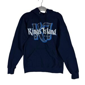 Kings‎ Island Hoodie Mens Small Blue Pullover Fleece Sweatshirt EST 1972 Graphic